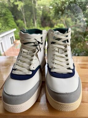 Scotch & Soda High-Top Sneakers in Cream, Gray & Navy